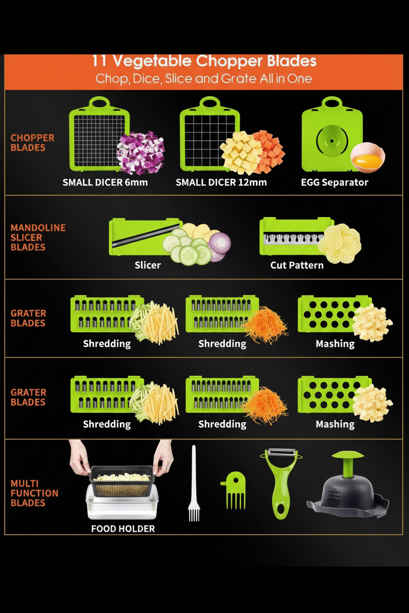 Vegetable Chopper Blades Infographic