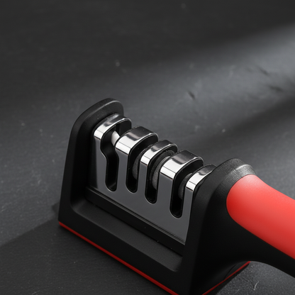 Knife sharpener slots close-up detail